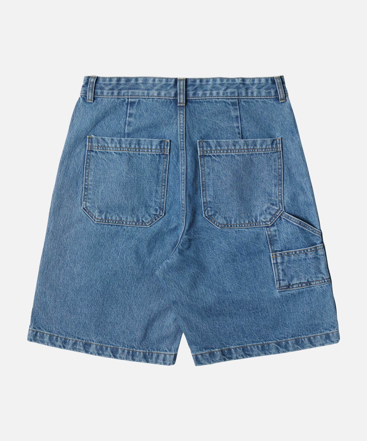 프리즘웍스(FRIZMWORKS) WASHED DENIM DOUBLE KNEE SHORTS _ LIGHT BLUE