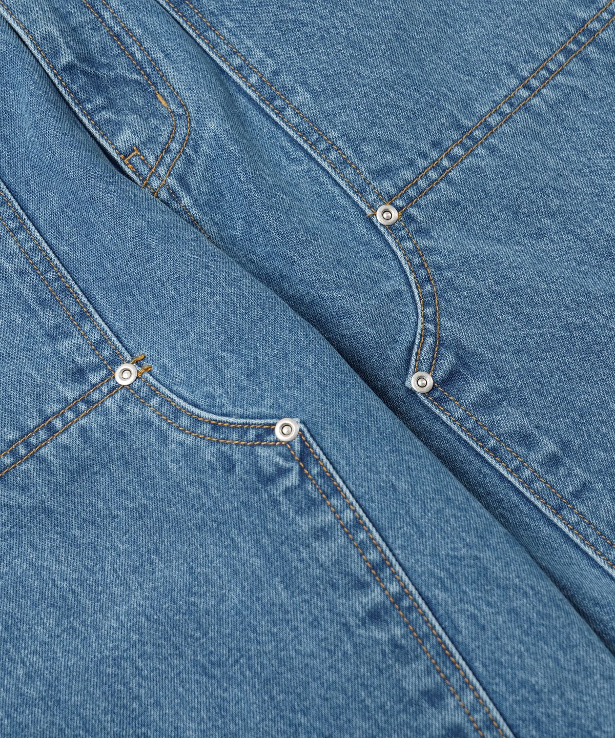 프리즘웍스(FRIZMWORKS) WASHED DENIM DOUBLE KNEE SHORTS _ LIGHT BLUE
