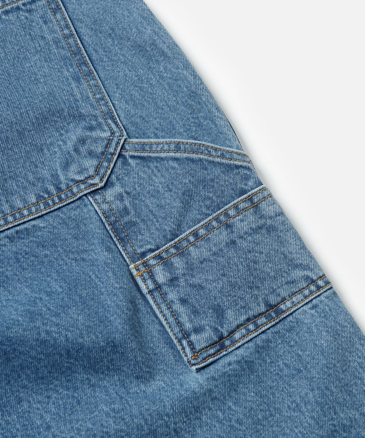 프리즘웍스(FRIZMWORKS) WASHED DENIM DOUBLE KNEE SHORTS _ LIGHT BLUE