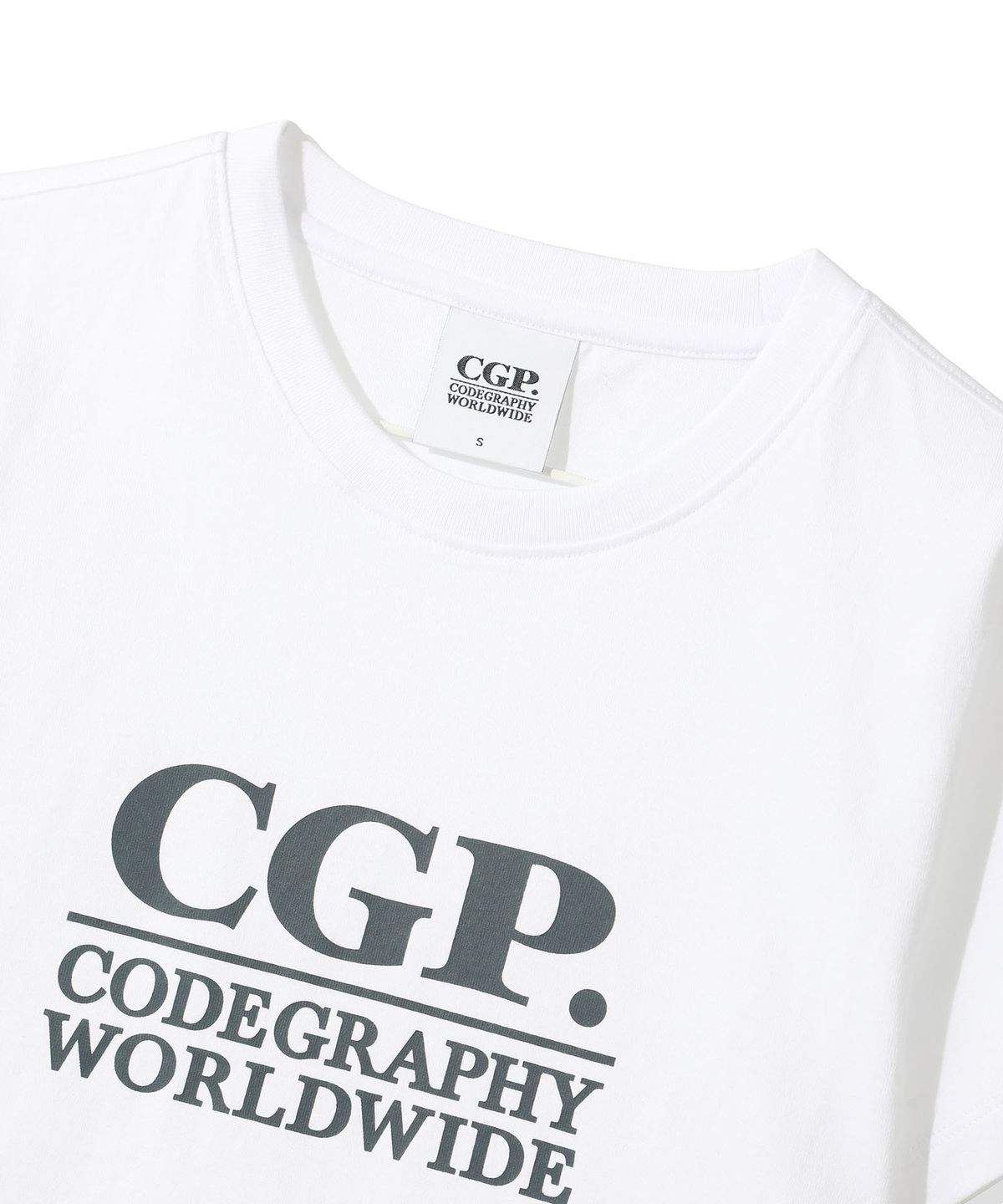 코드그라피(CGP) (우먼) 스퀘어 로고 반소매 티셔츠_화이트