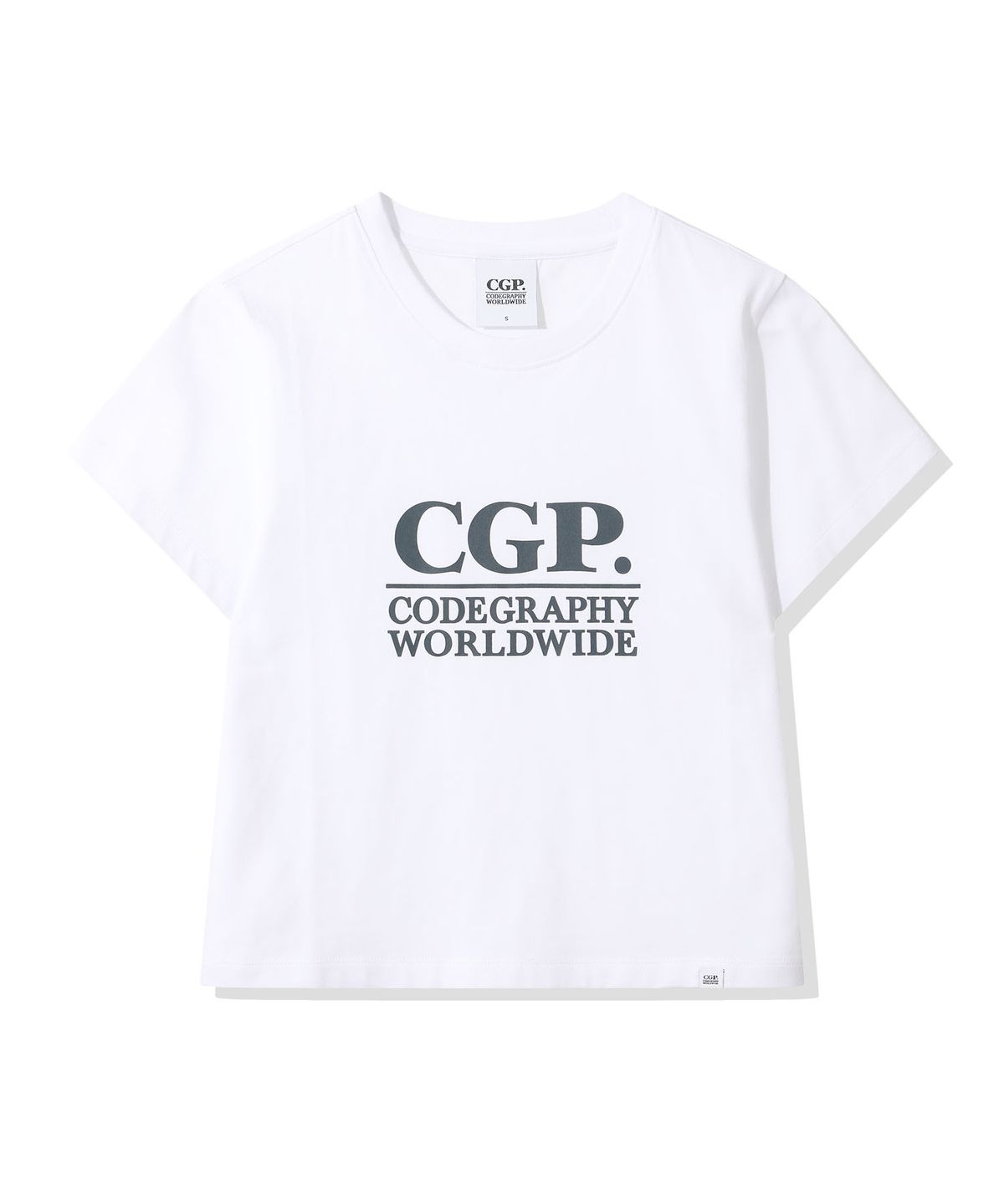 코드그라피(CGP) (우먼) 스퀘어 로고 반소매 티셔츠_화이트