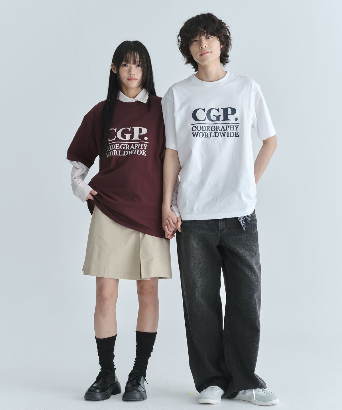 코드그라피(CGP) 스퀘어 로고 반소매 티셔츠_화이트
