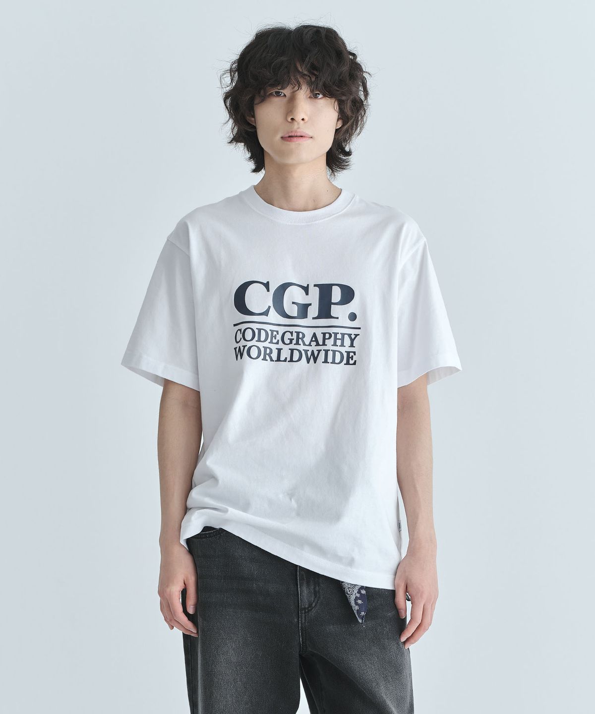코드그라피(CGP) 스퀘어 로고 반소매 티셔츠_화이트