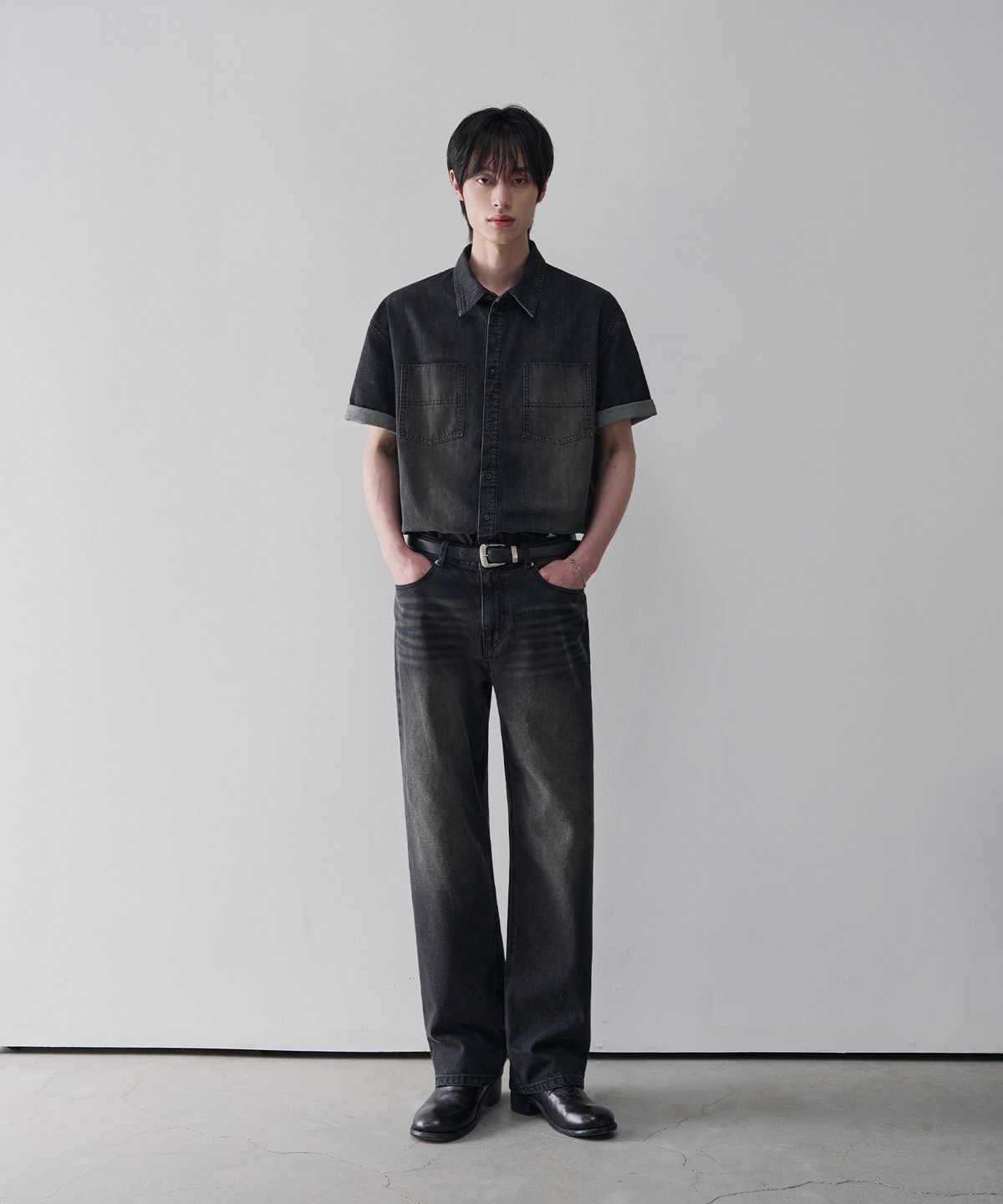 아워데이즈(OURDAYZ) 세미 와이드 데님 팬츠 [WASHED VINTAGE BLACK]