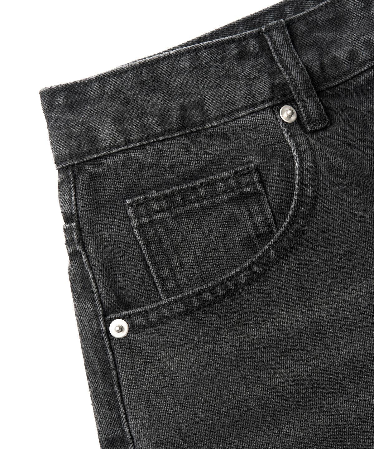 토피(TOFFEE) 워시드 하프 데님 팬츠 (DEEP GREY)