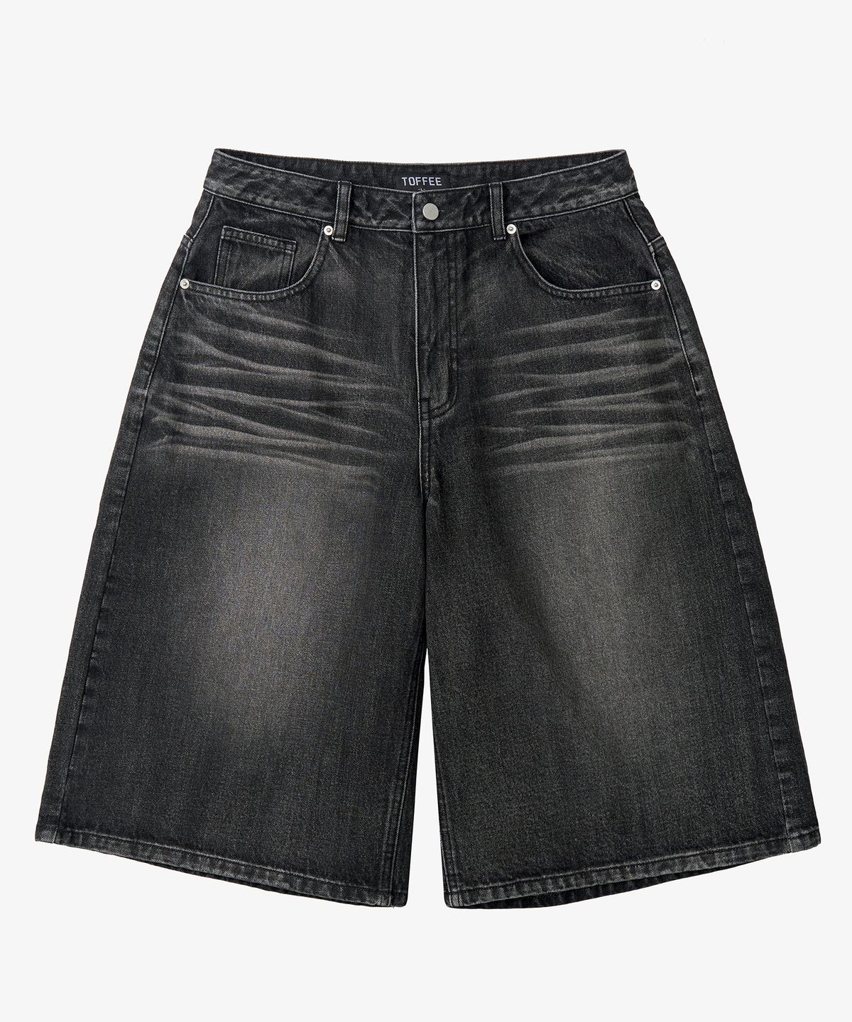 토피(TOFFEE) 워시드 버뮤다 데님 팬츠 (GREY)