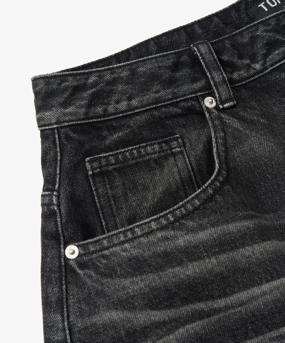 토피(TOFFEE) 워시드 버뮤다 데님 팬츠 (GREY)