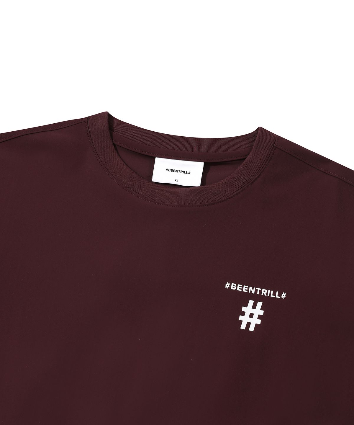 빈트릴(BEENTRILL) 라운드넥 뒷트임 스트링 오버핏 원피스(와인)