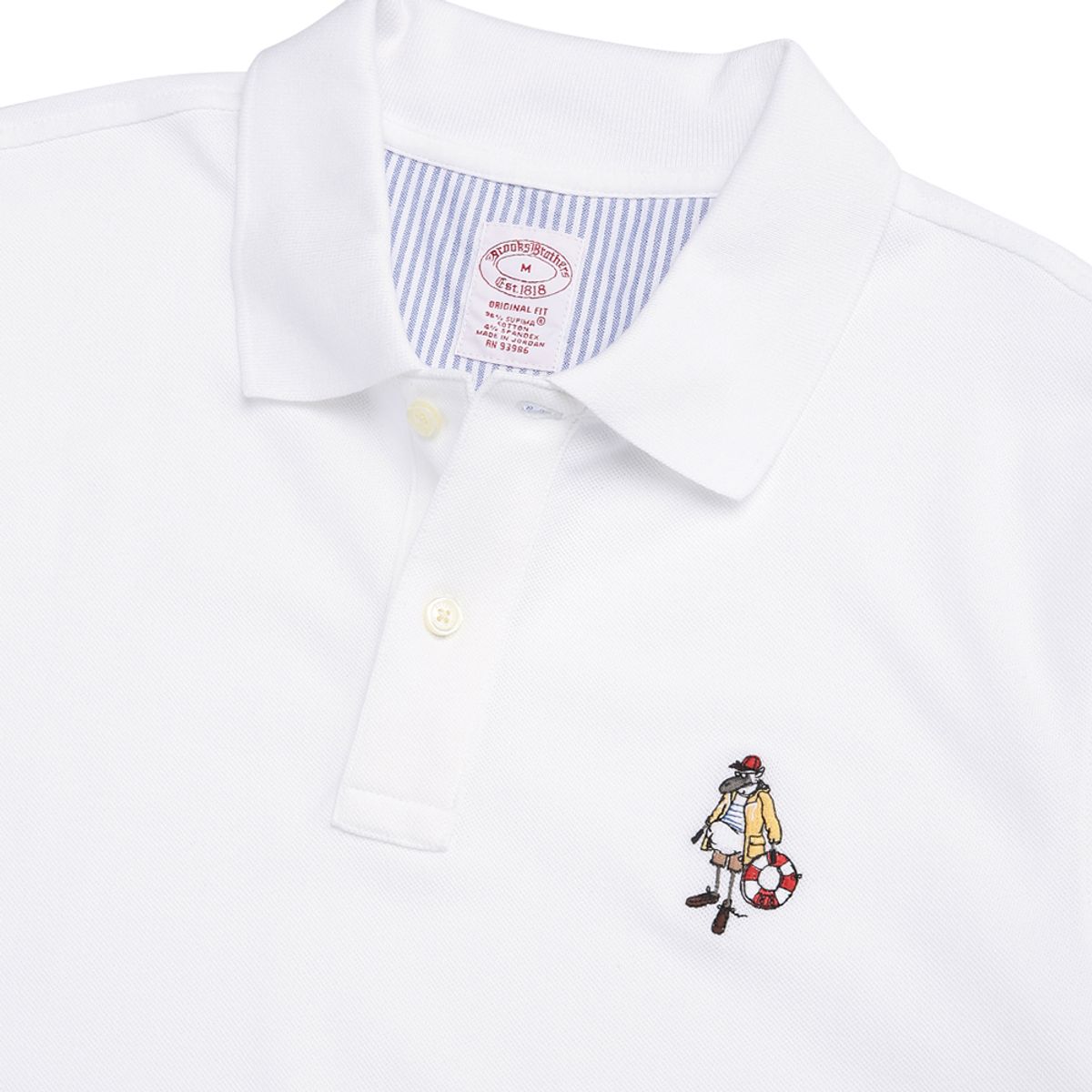 브룩스 브라더스(BROOKS BROTHERS) 헨리 엠브로이더리 폴로 셔츠 (화이트) (BBNTMM0176AEM)