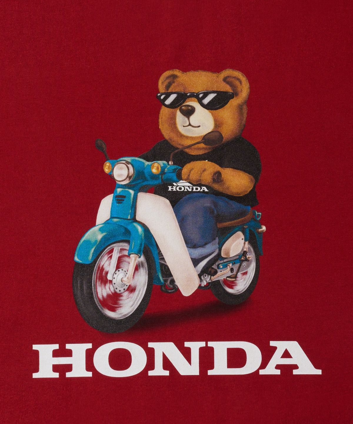 핍스 모터사이클(PHYPS MOTORCYCLE) Honda Bear T-shirt Dark Red