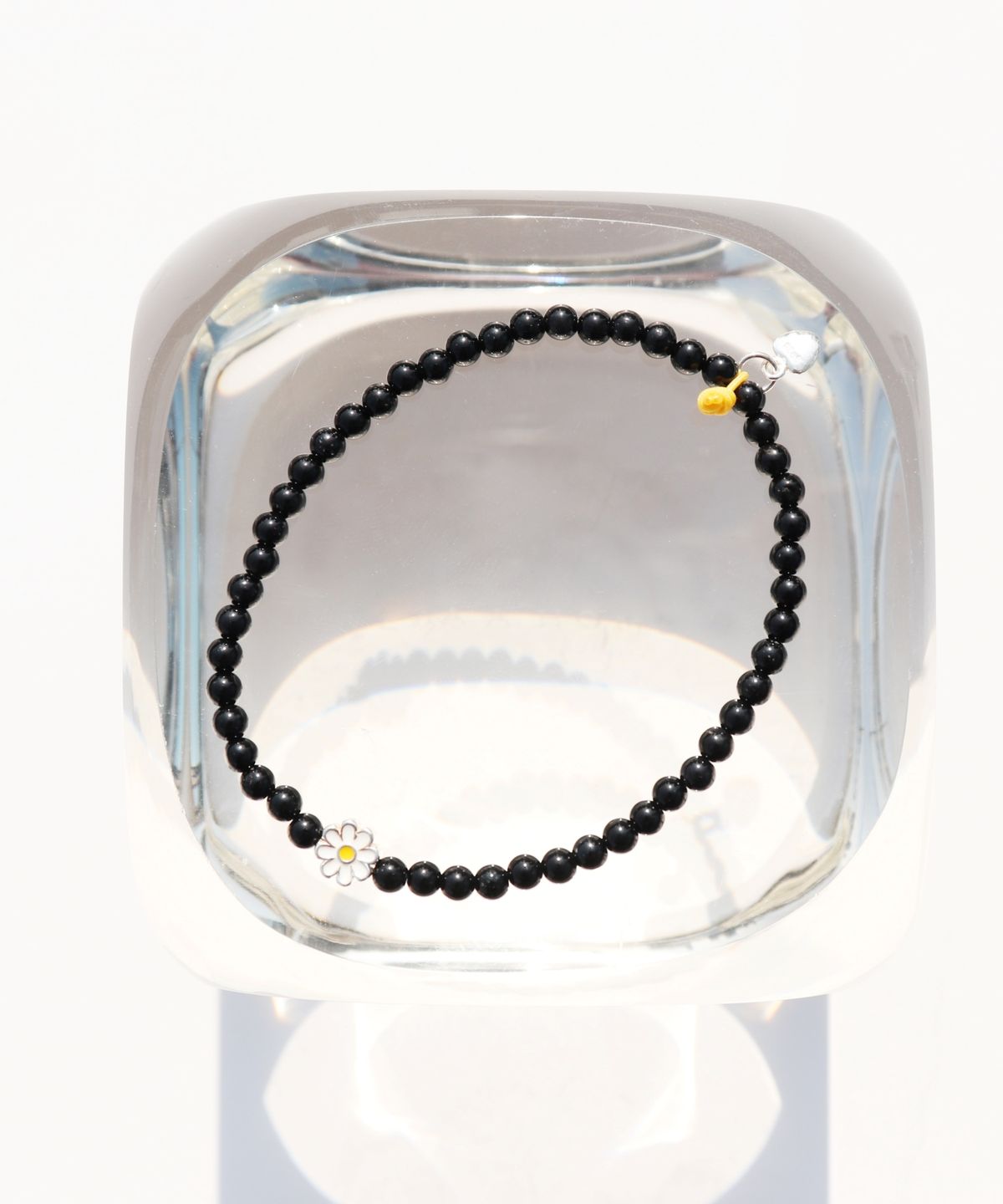 봉보(BONBEAU) MY daisy charm onyx Bracelet 실버925 데이지 참 블랙 오닉스 팔찌