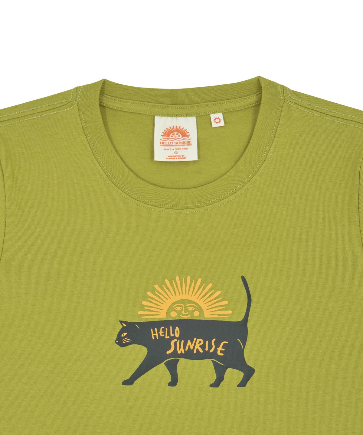 헬로 선라이즈(HELLO SUNRISE) HS VTG Cat Logo Short Sleeve Tee(W)_Olive