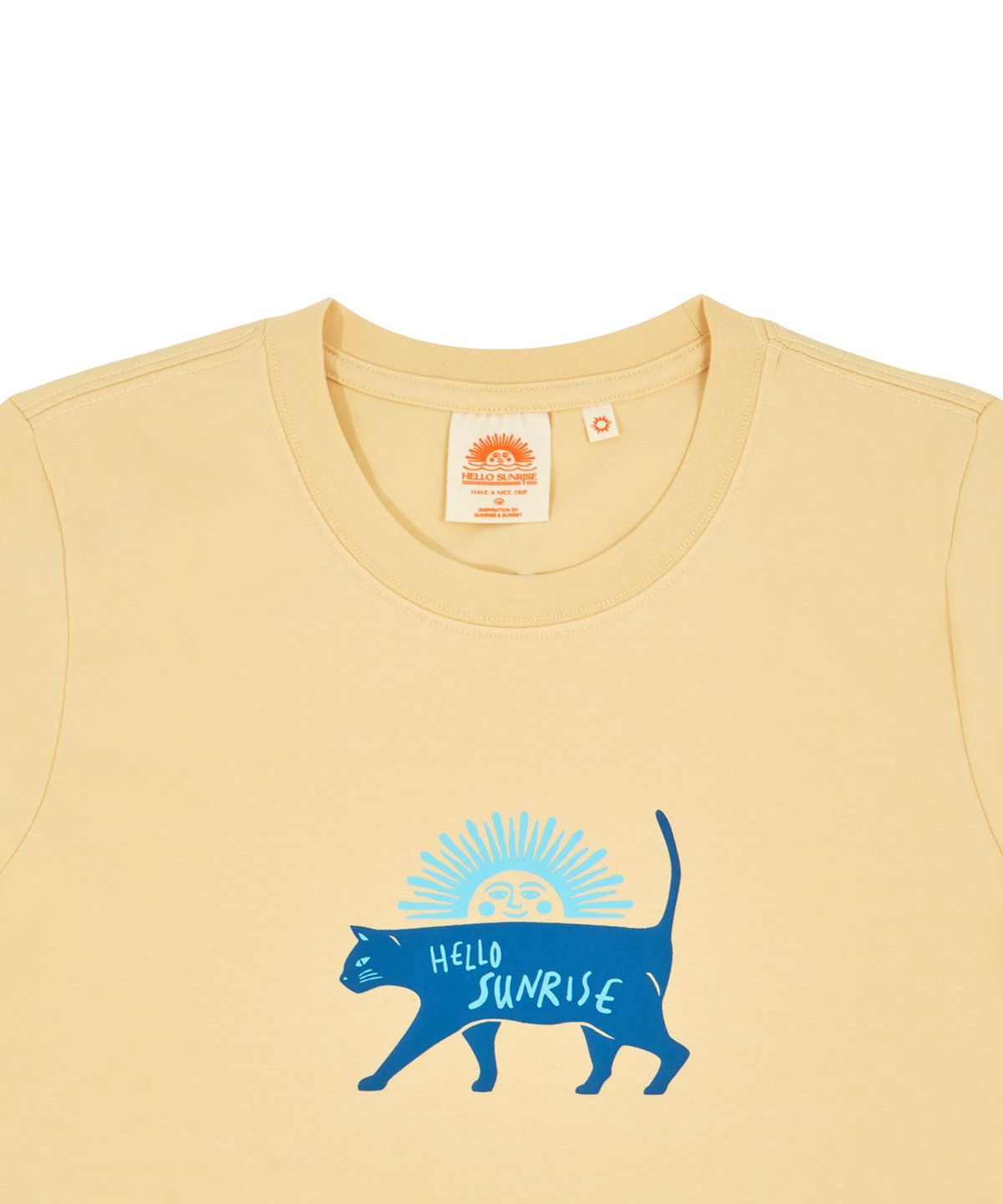 헬로 선라이즈(HELLO SUNRISE) HS VTG Cat Logo Short Sleeve Tee(W)_Butter Yellow