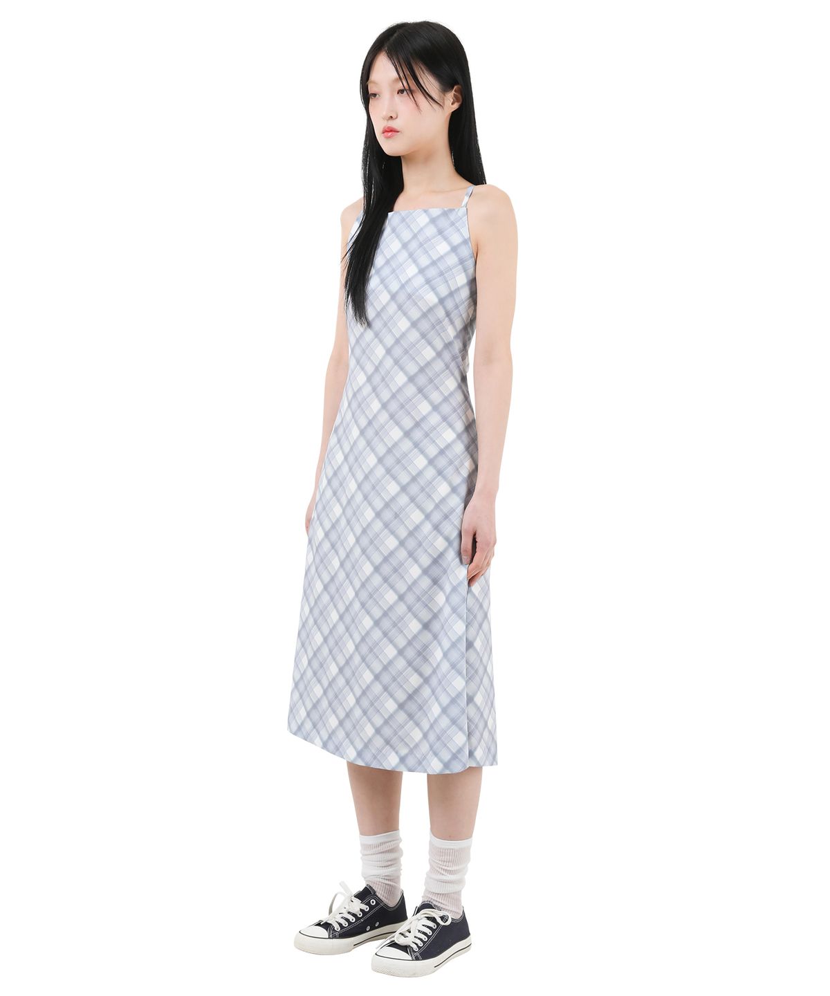 카타르시스(KATHARSIS) 뷔스티에 백리스 코르셋 원피스 블루체크 ONE SIZE