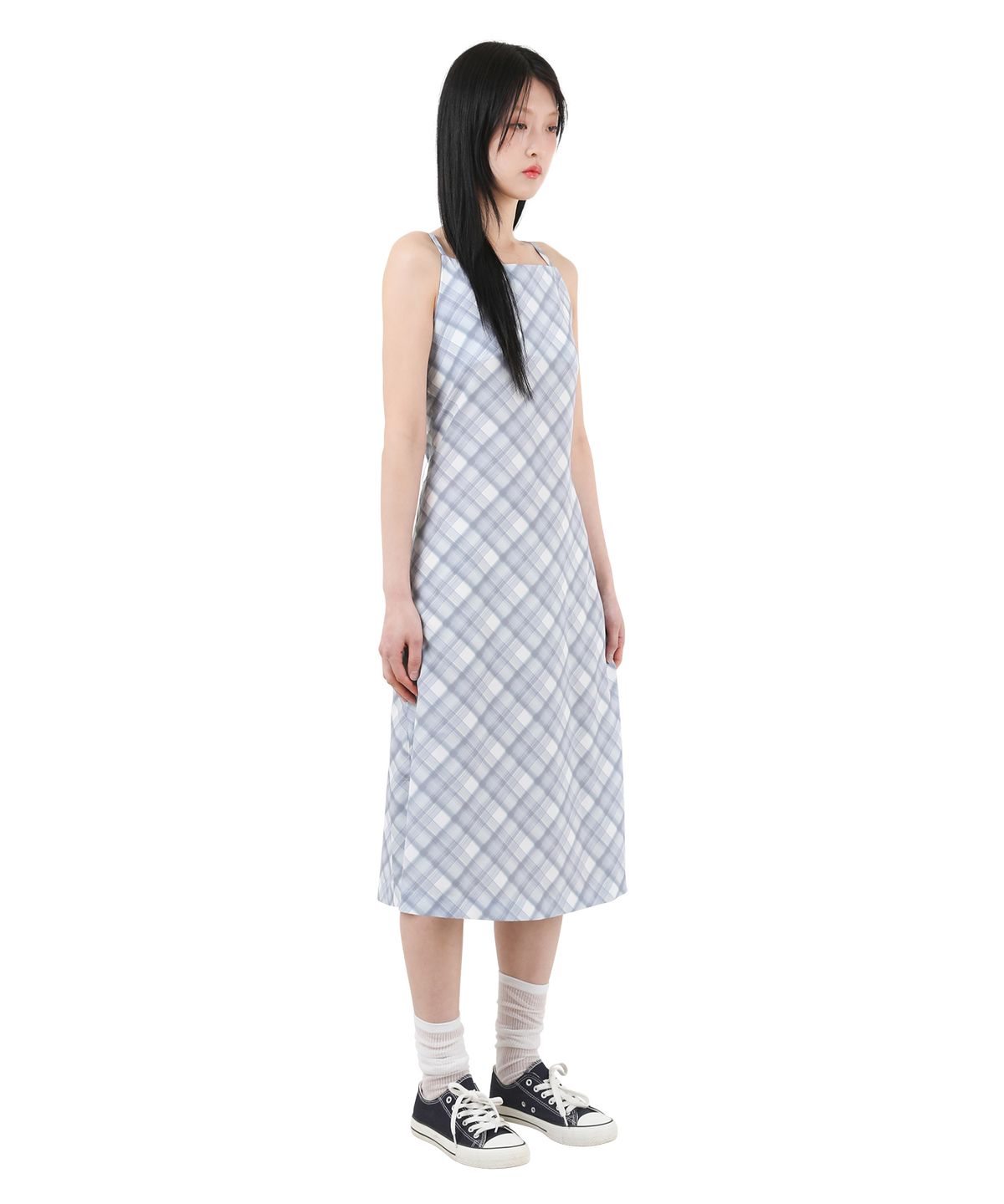 카타르시스(KATHARSIS) 뷔스티에 백리스 코르셋 원피스 블루체크 ONE SIZE