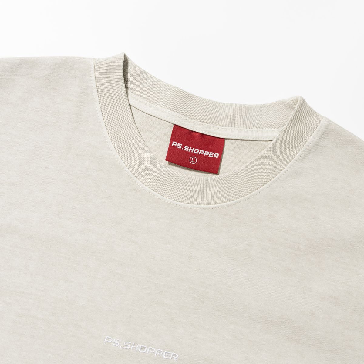 피에스쇼퍼(PSSHOPPER) 피그먼트 뒤판 절개 숏슬리브(반팔티셔츠) [크림]