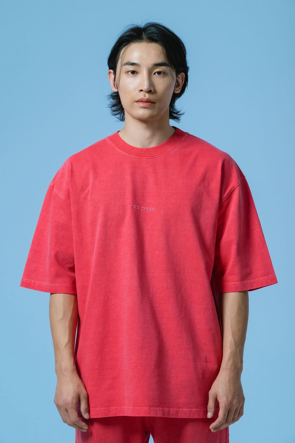 피에스쇼퍼(PSSHOPPER) 피그먼트 뒤판 절개 숏슬리브(반팔티셔츠) [핑크]