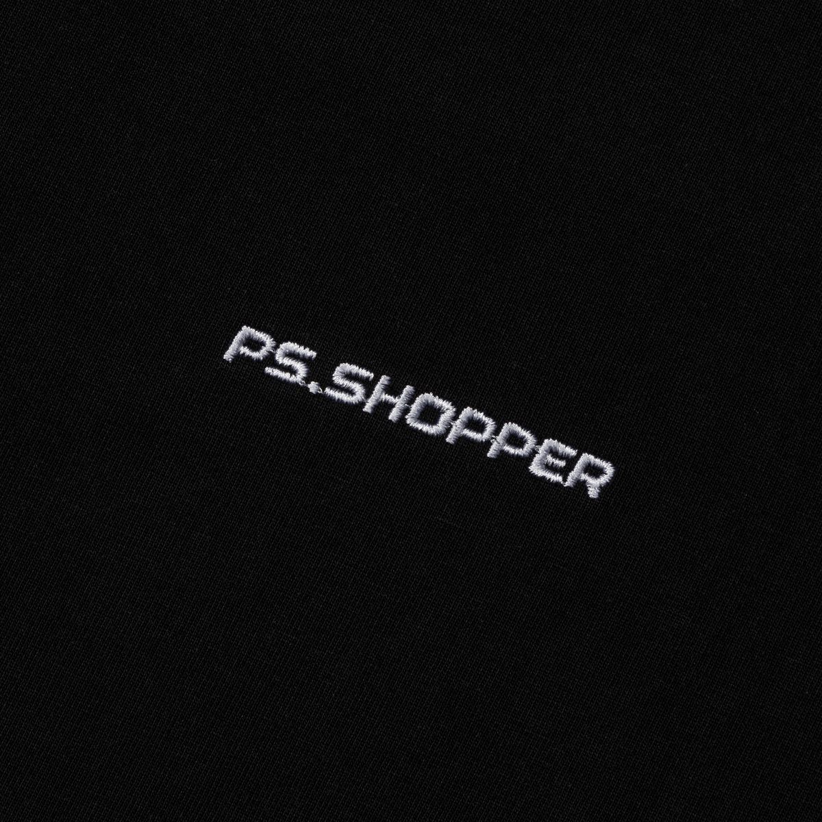 피에스쇼퍼(PSSHOPPER) 스몰로고 뒤판 절개 숏슬리브(반팔티셔츠) [블랙]