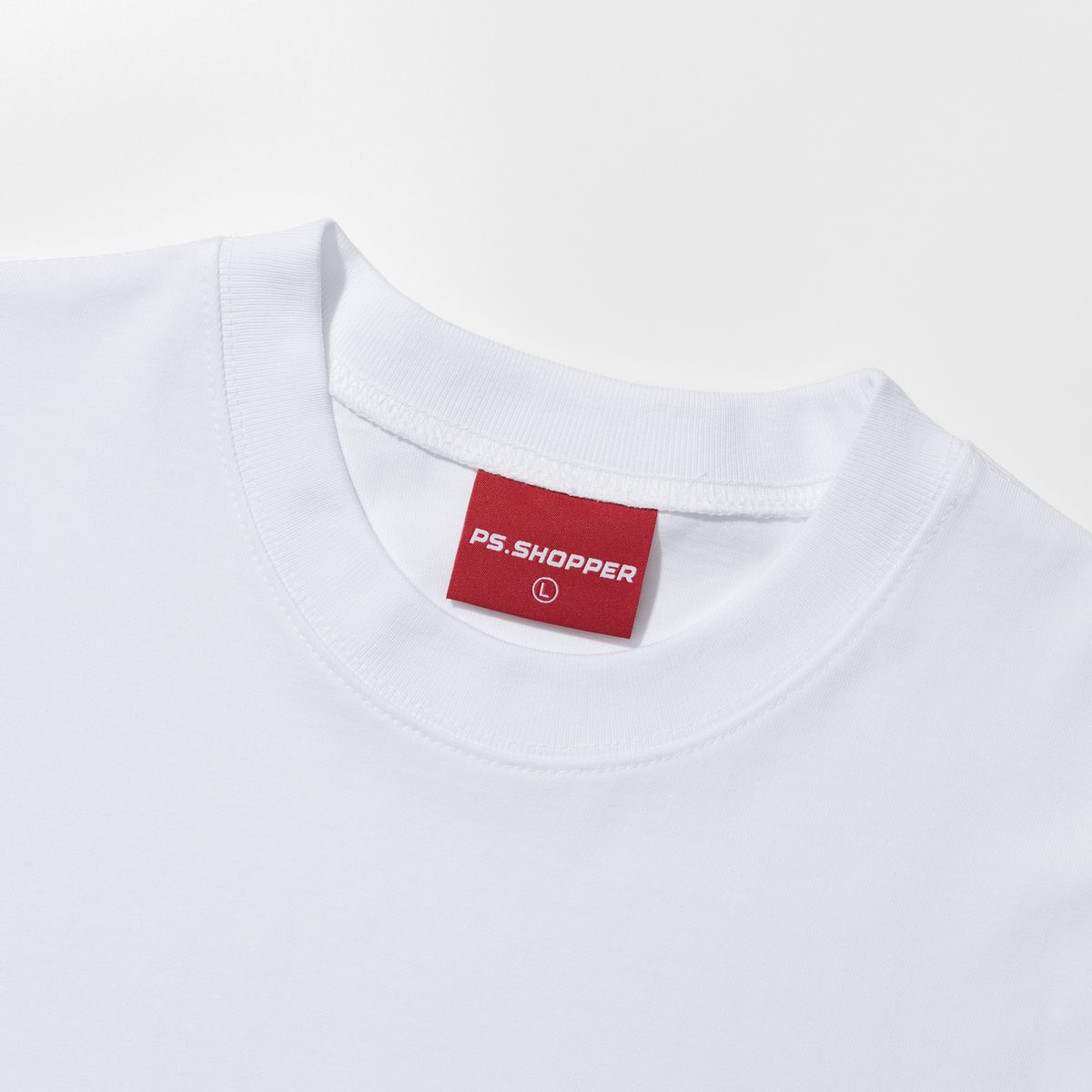 피에스쇼퍼(PSSHOPPER) 빅로고 프리미엄 코튼 이너 티셔츠 [화이트]