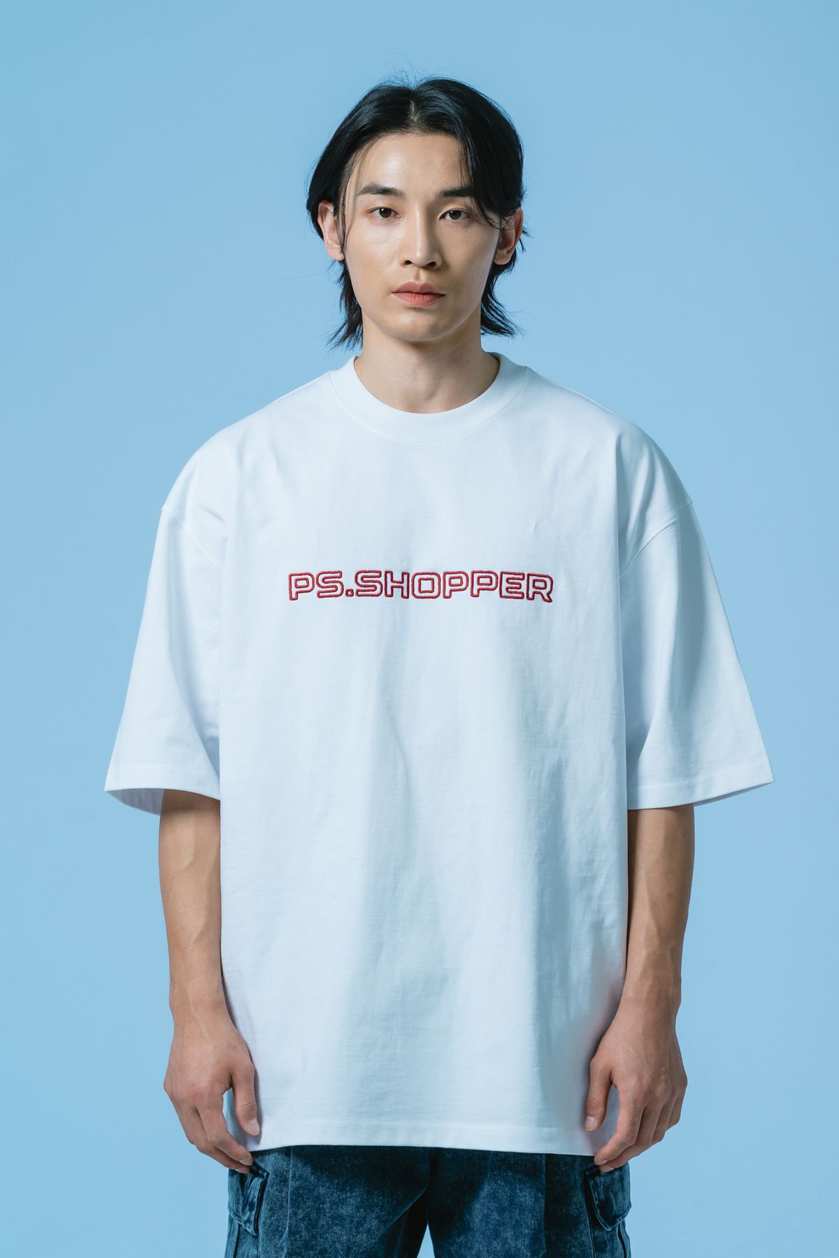 피에스쇼퍼(PSSHOPPER) 빅로고 프리미엄 코튼 이너 티셔츠 [화이트]