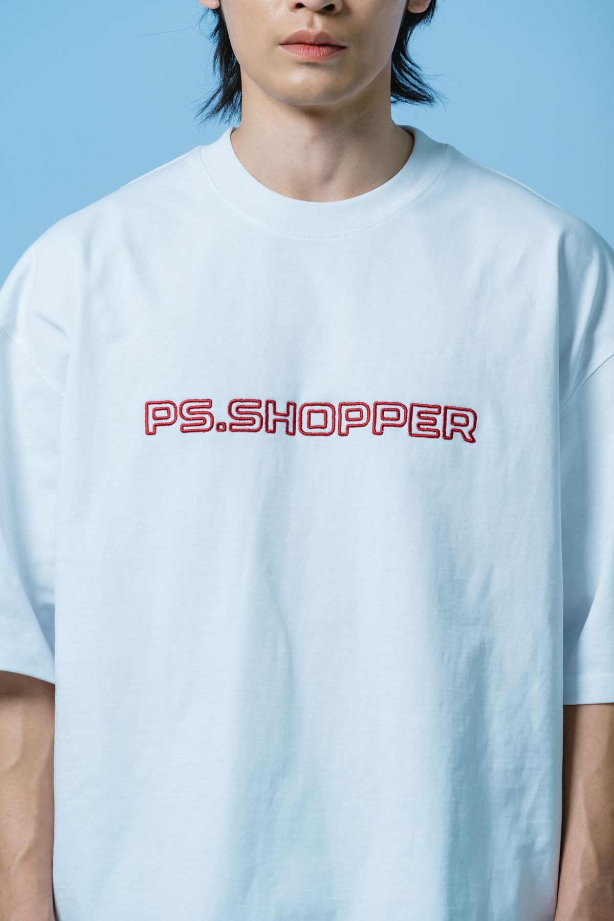 피에스쇼퍼(PSSHOPPER) 빅로고 프리미엄 코튼 이너 티셔츠 [화이트]