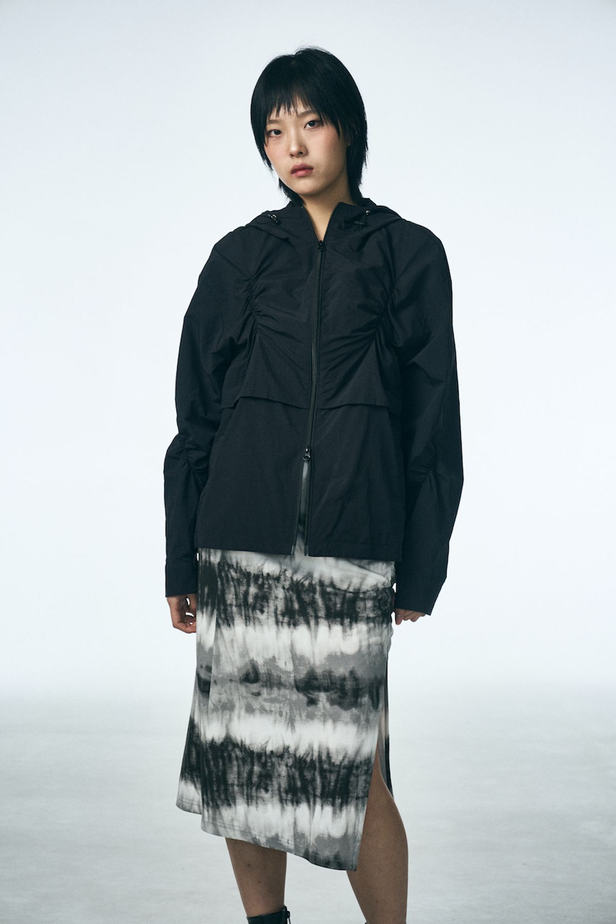 페노메논시퍼(PHENOMENON SEEPER) SHIRRING MIDI SKIRT_Washing film