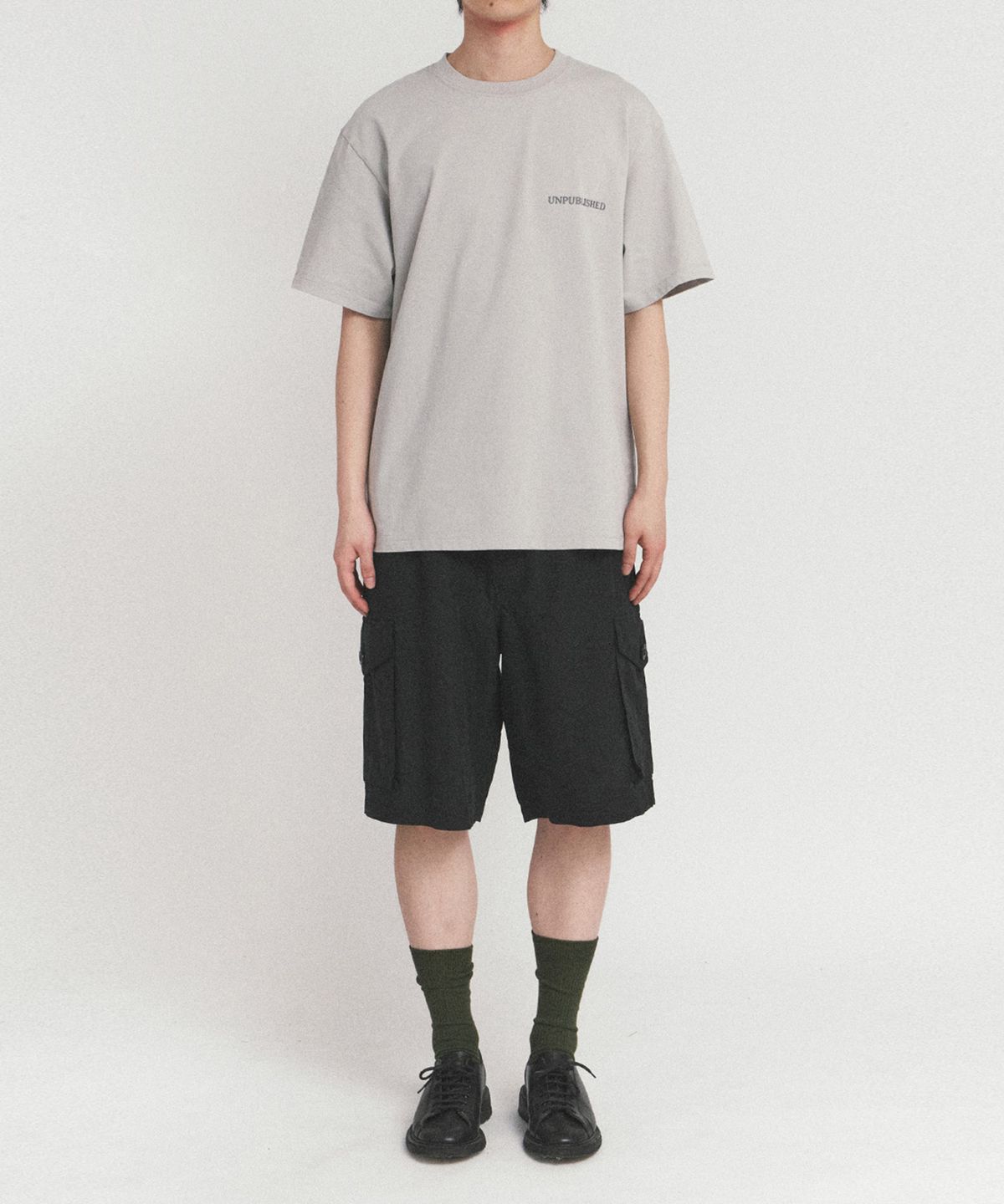 이스트로그(EASTLOGUE) FRAME CUTTING T-SHIRT_DUST BLUE