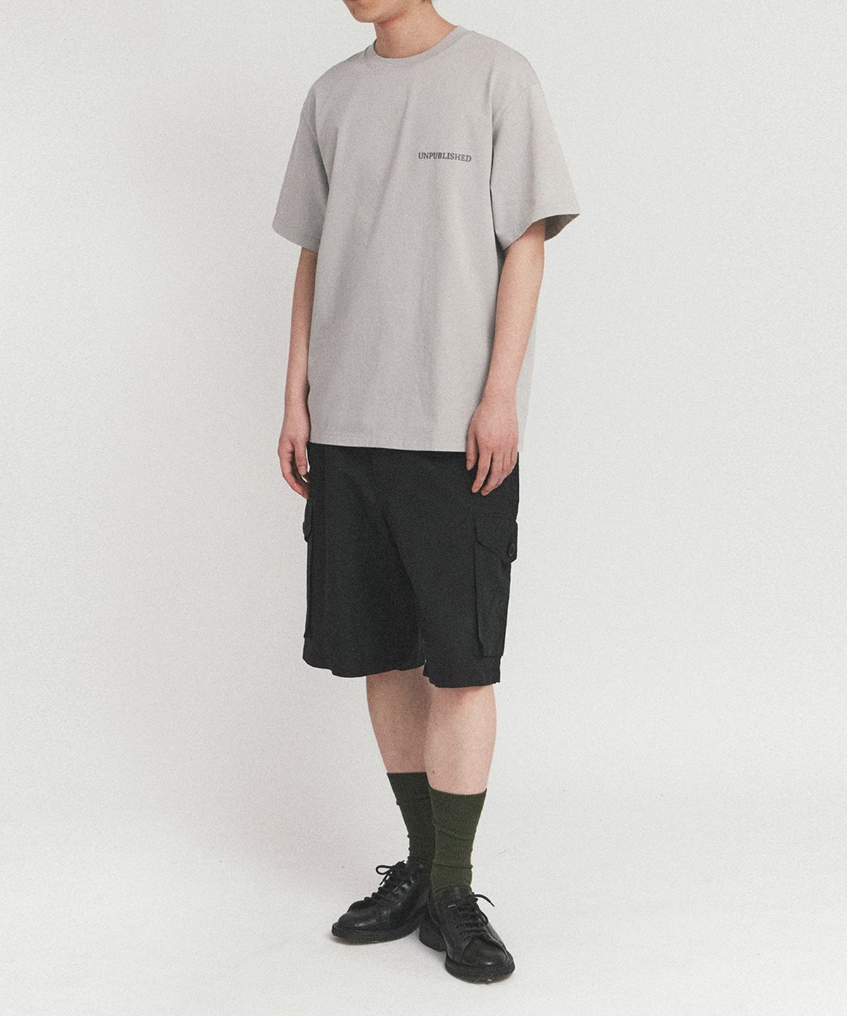 이스트로그(EASTLOGUE) FRAME CUTTING T-SHIRT_DUST BLUE