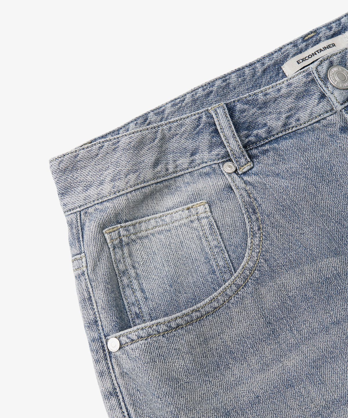 엑스컨테이너(EXCONTAINER) 섬머 라이트 워시드 데님 팬츠 (VINTAGE WASHED BLUE)