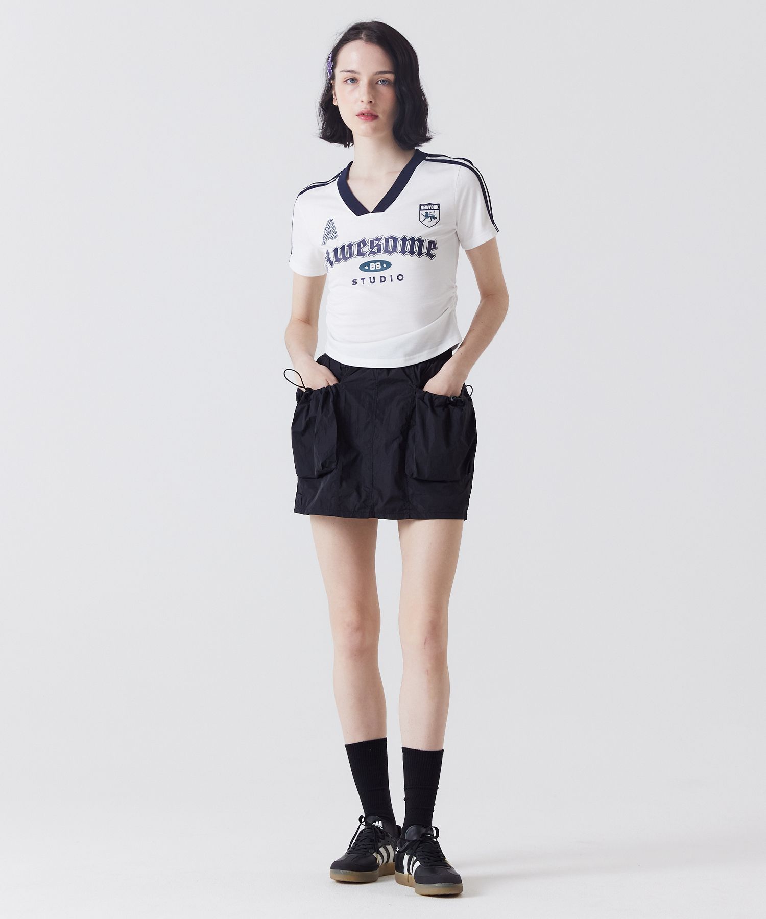 MUSINSA公式 | AWESOME STUDIO Nylon cargo mini skirt black