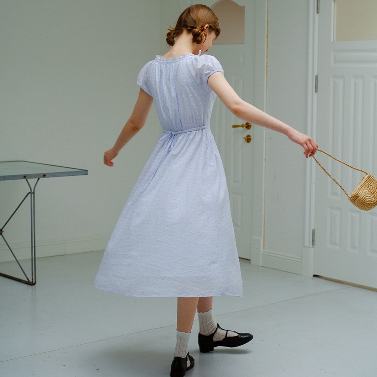 던드롭(DUNDROP) DD_Pastoral flower ruffled dress