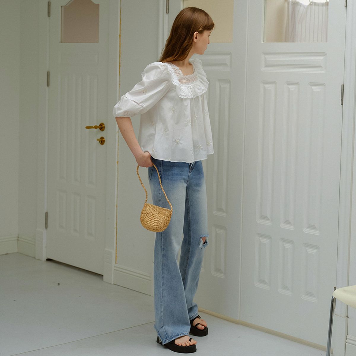 던드롭(DUNDROP) DD_Ripped raw edge pants