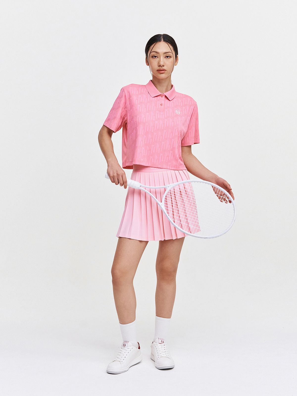 세르지오 타키니(SERGIO TACCHINI) W 리조트 AOP 모노그램 반팔 폴로 셔츠 (Pink)