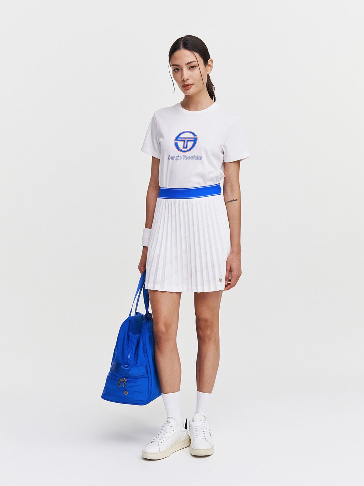 세르지오 타키니(SERGIO TACCHINI) W 리조트 AOP 플리츠 스커트 (White)