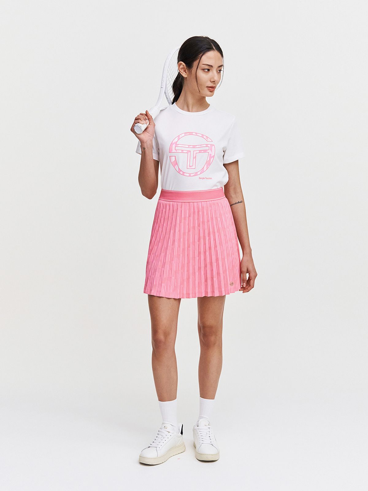 세르지오 타키니(SERGIO TACCHINI) W 리조트 AOP 플리츠 스커트 (Pink)