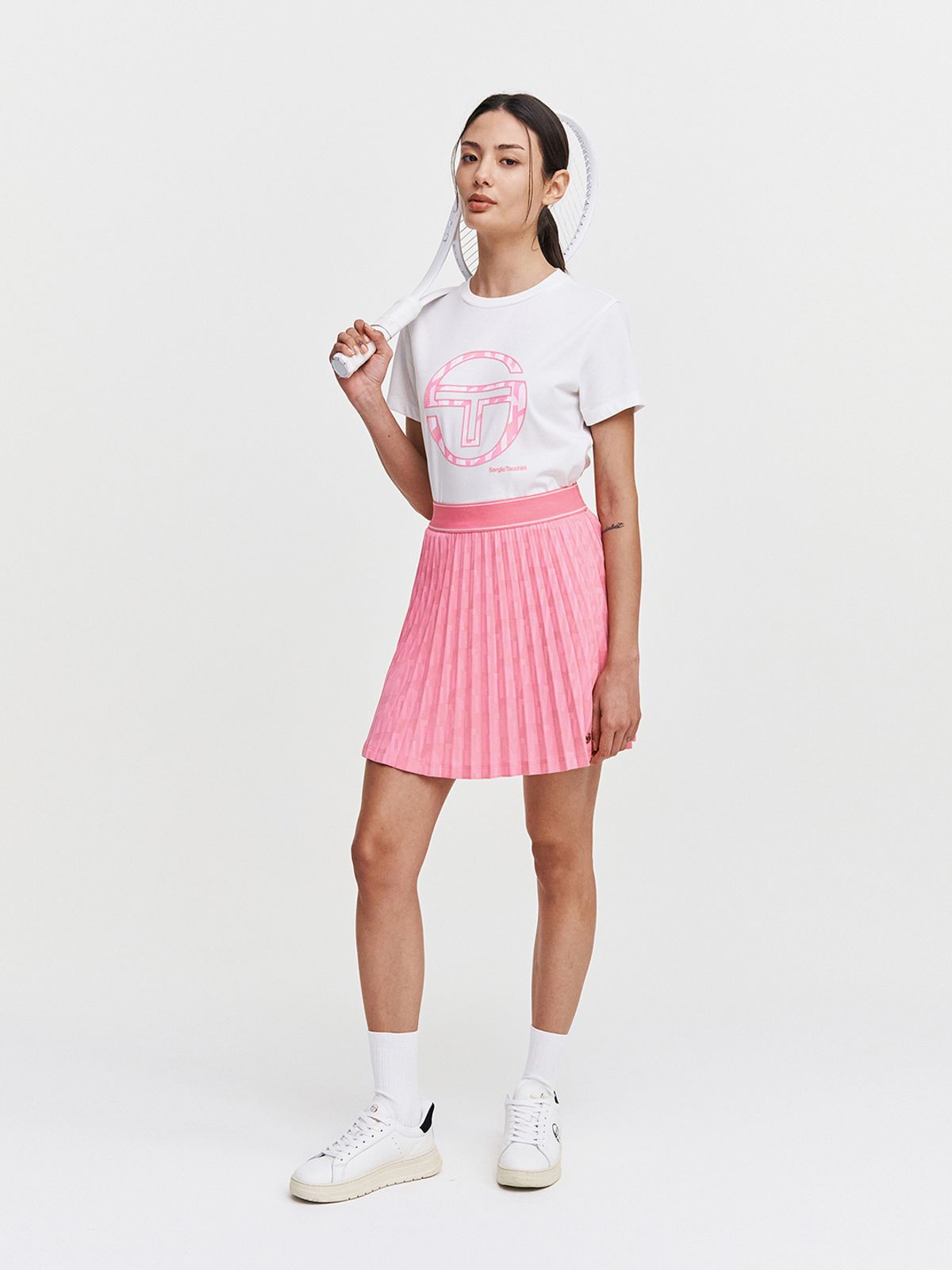 세르지오 타키니(SERGIO TACCHINI) W 리조트 AOP 플리츠 스커트 (Pink)