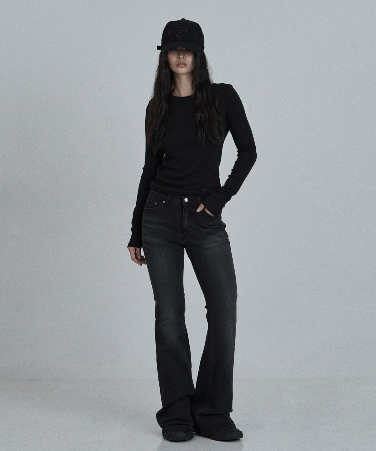 오도어(ODOR) Vintage raw jean in black