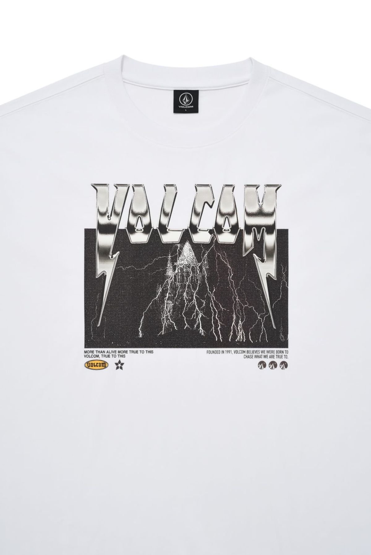 볼컴(VOLCOM) 썬더 볼컴 오버핏 반팔 티셔츠(화이트)