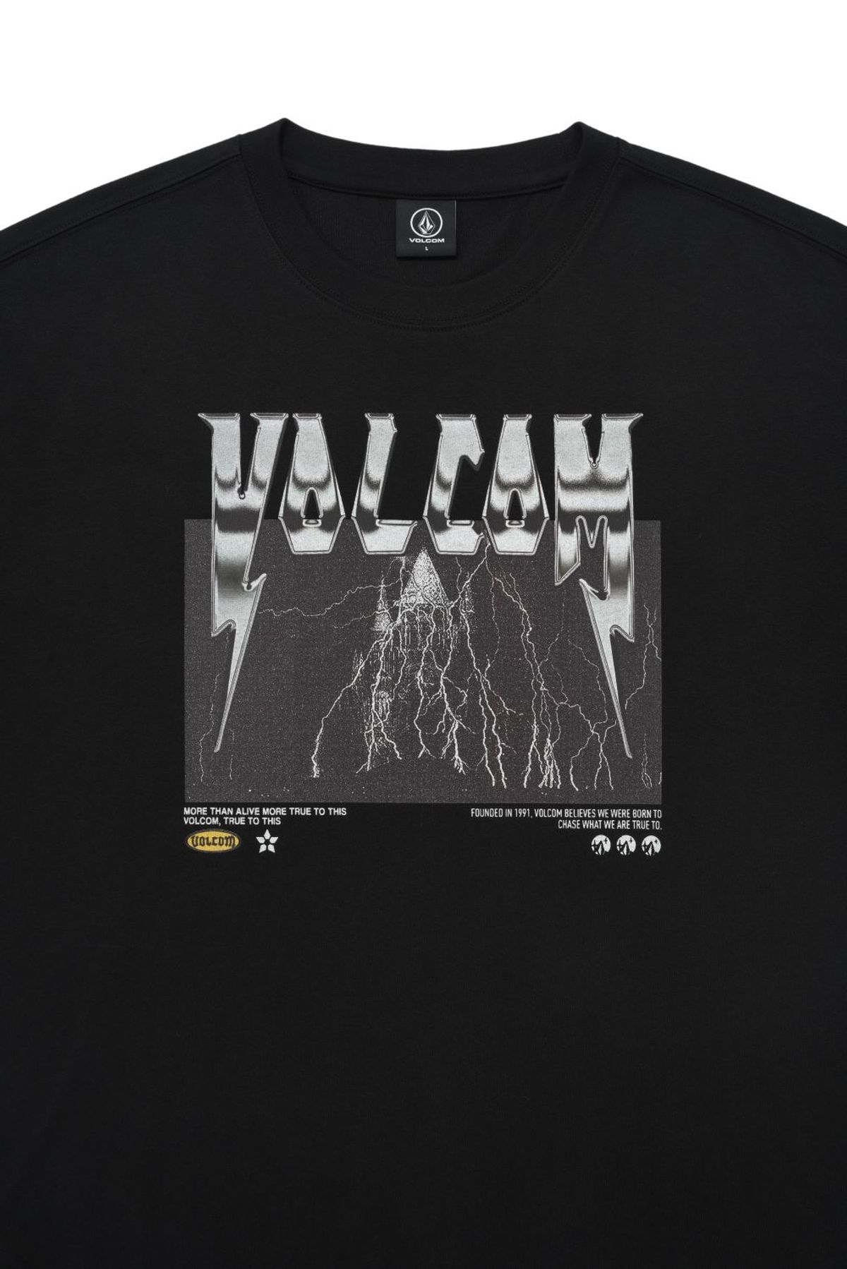 볼컴(VOLCOM) 썬더 볼컴 오버핏 반팔 티셔츠(블랙)