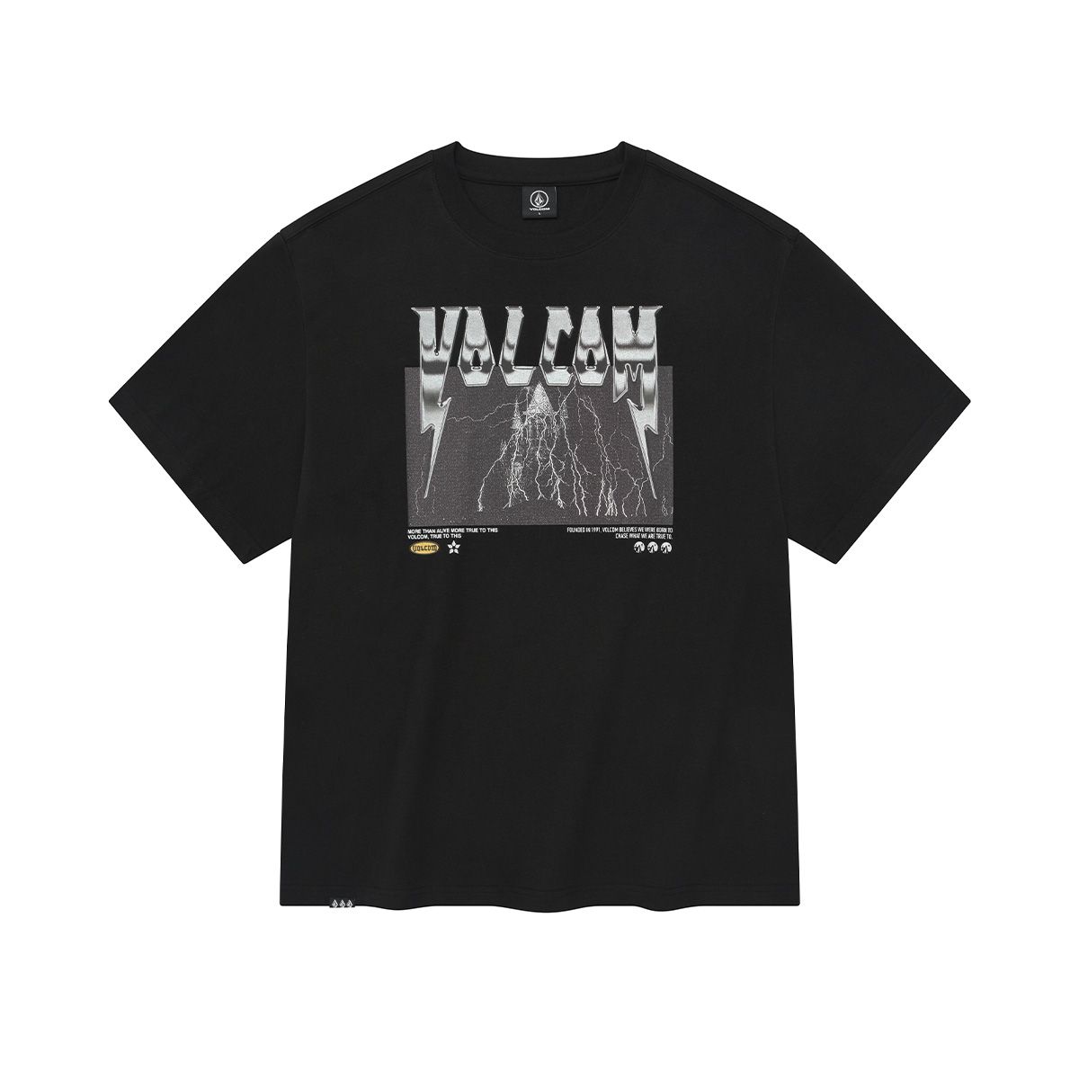 볼컴(VOLCOM) 썬더 볼컴 오버핏 반팔 티셔츠(블랙)