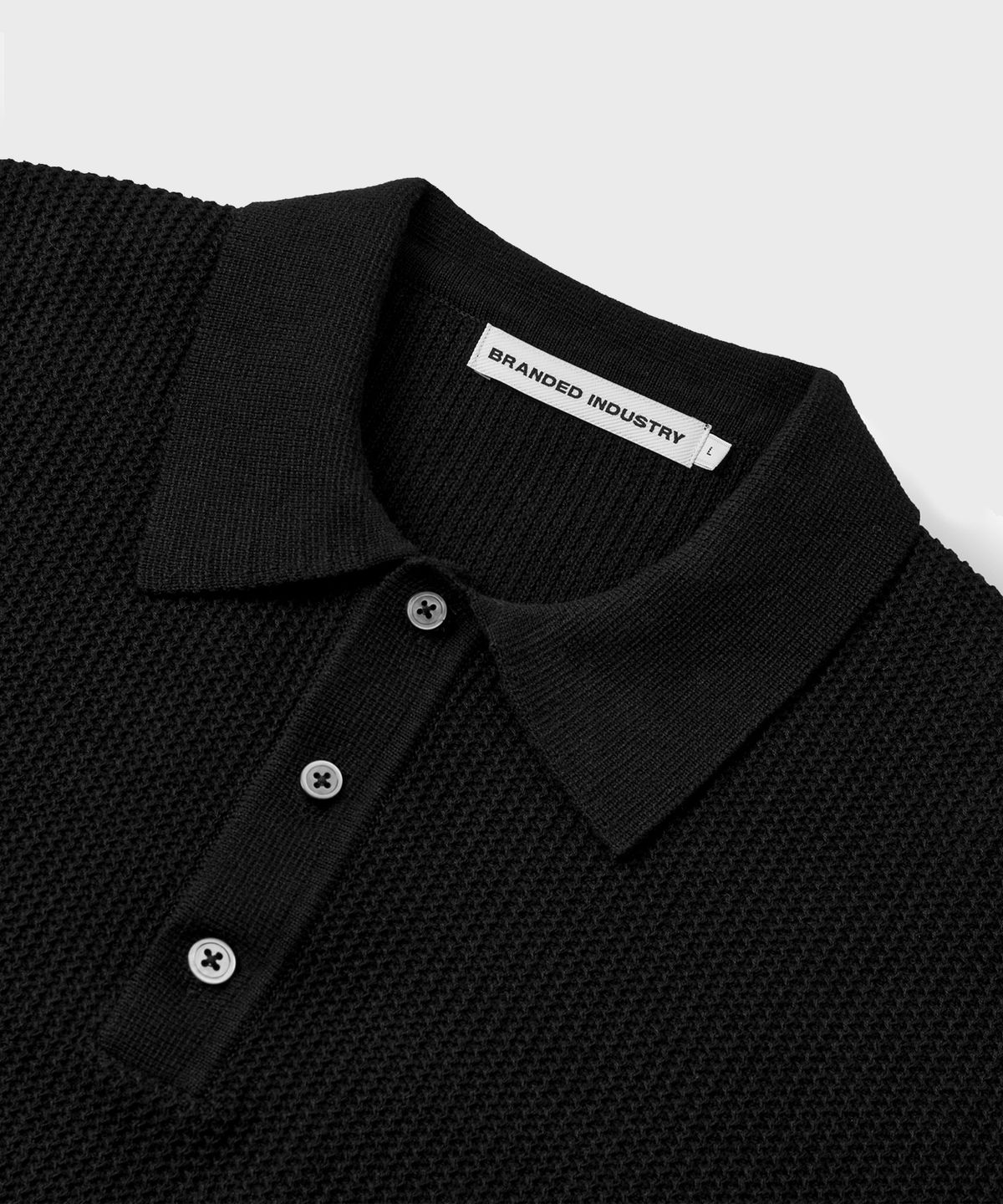 브랜디드(BRANDED) HARD TWIST HOLIDAY POLO KNIT [BLACK]