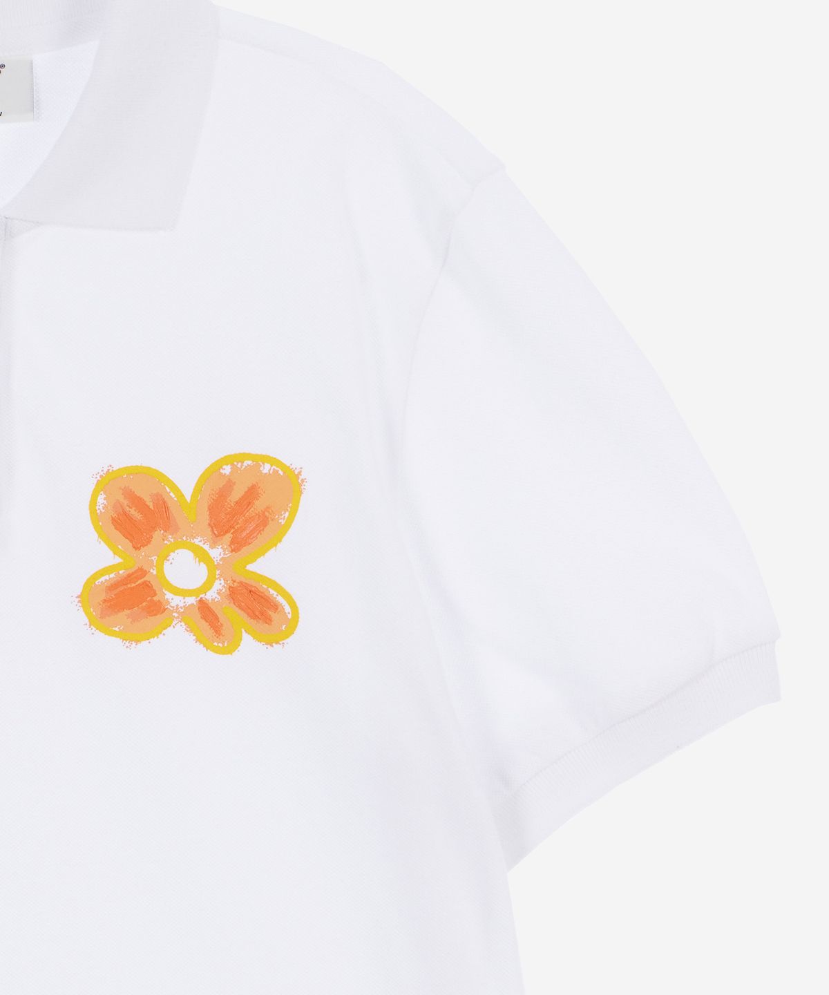 필더스(FIELDERS) [BRANDALISED x FIELDERS] 우먼 옐로우 플라워 피케 폴로 셔츠 화이트