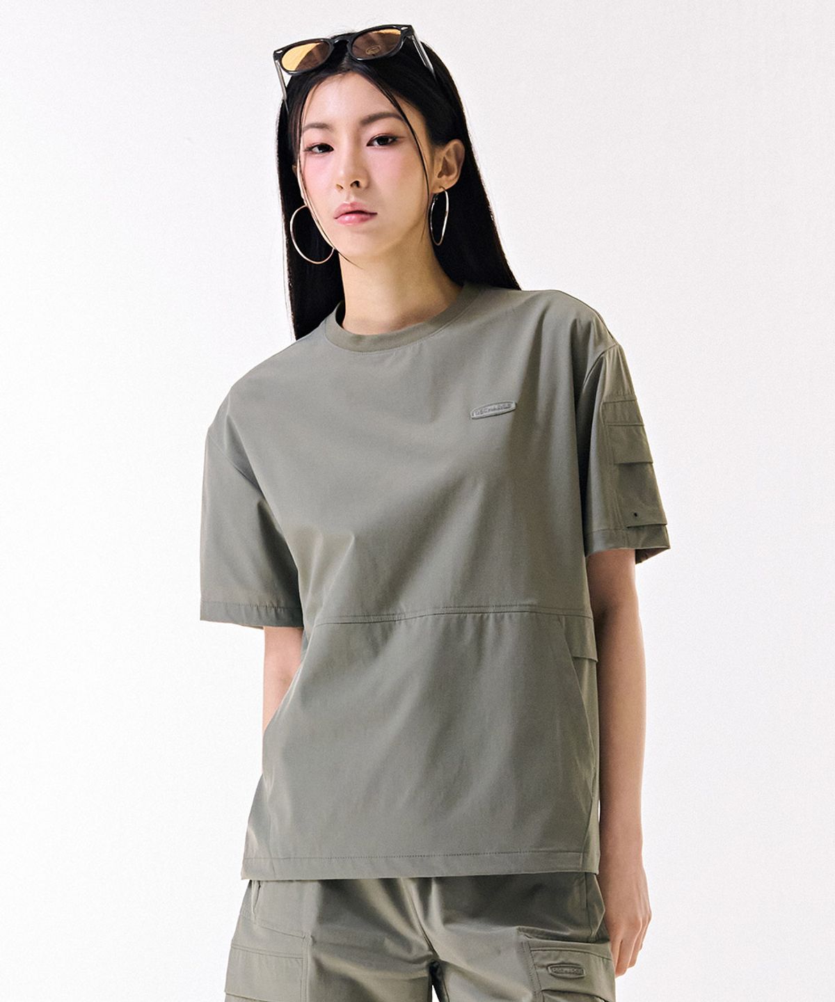 체이스컬트(CHASECULT) 공용 스트레치 소매 포켓 반팔 티셔츠-DBRU5823D0V