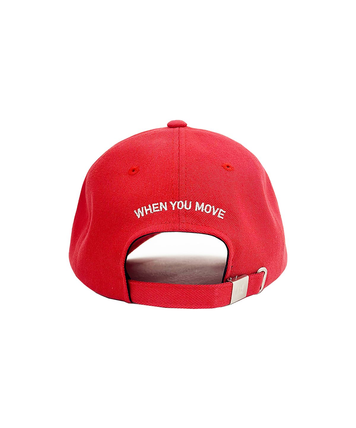 웬유무브(WHEN YOU MOVE) 시그니쳐 심볼 로고 자수 볼캡 레드