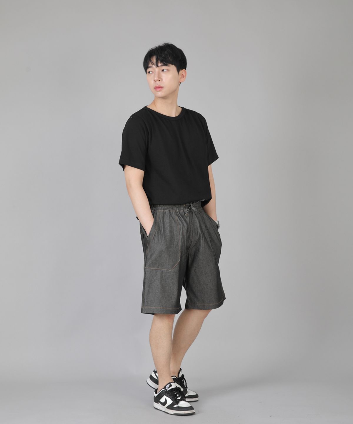 세인트크루(SAINTCREW) 퍼티그쇼츠 EFS-348 그레이블랙 데님