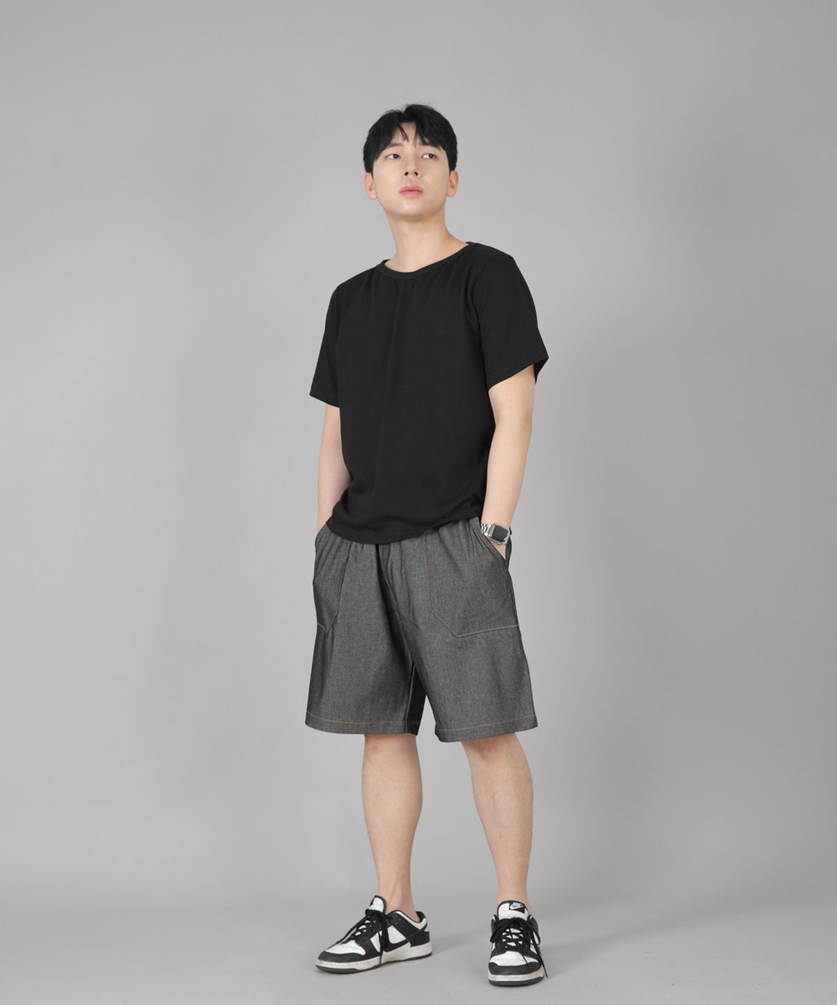 세인트크루(SAINTCREW) 퍼티그쇼츠 EFS-348 그레이블랙 데님