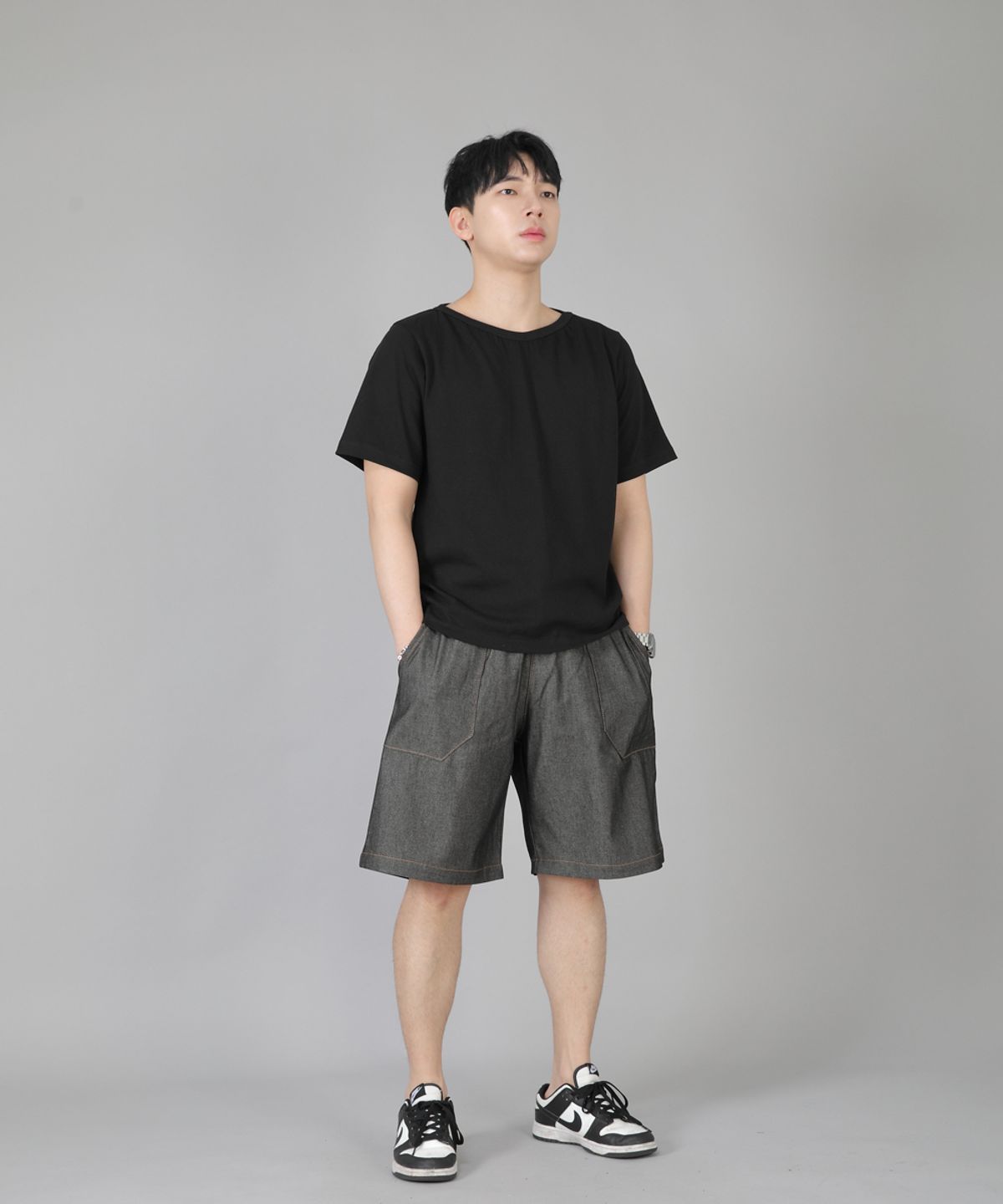세인트크루(SAINTCREW) 퍼티그쇼츠 EFS-348 그레이블랙 데님