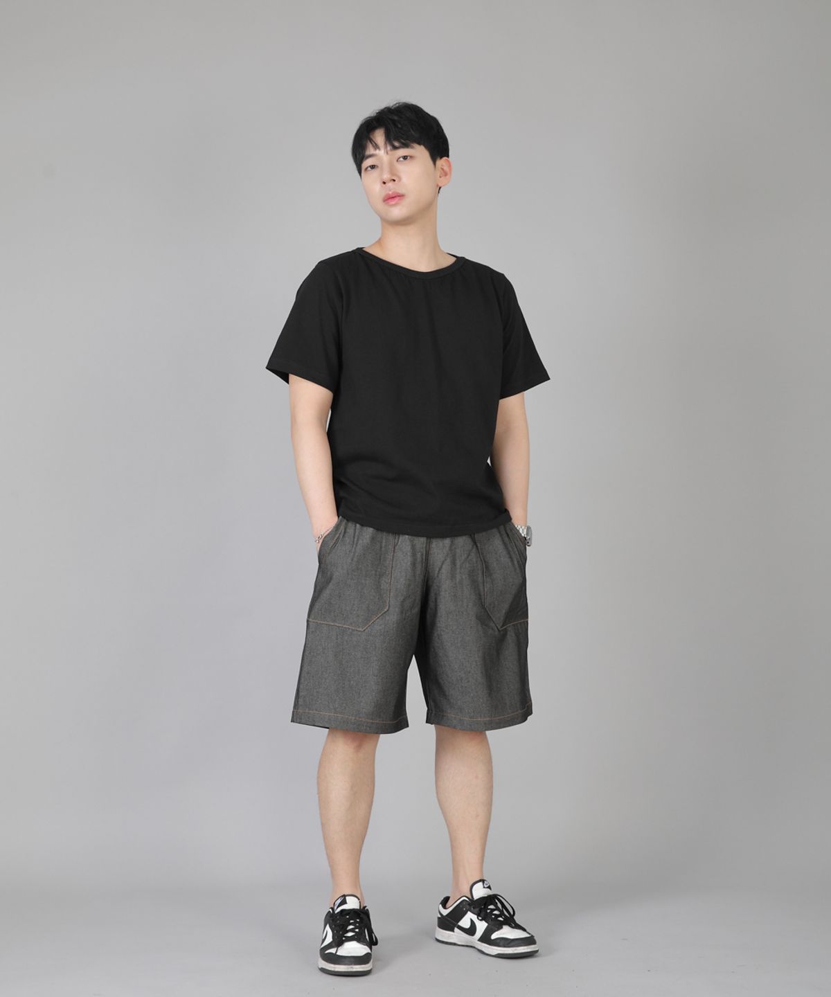 세인트크루(SAINTCREW) 퍼티그쇼츠 EFS-348 그레이블랙 데님