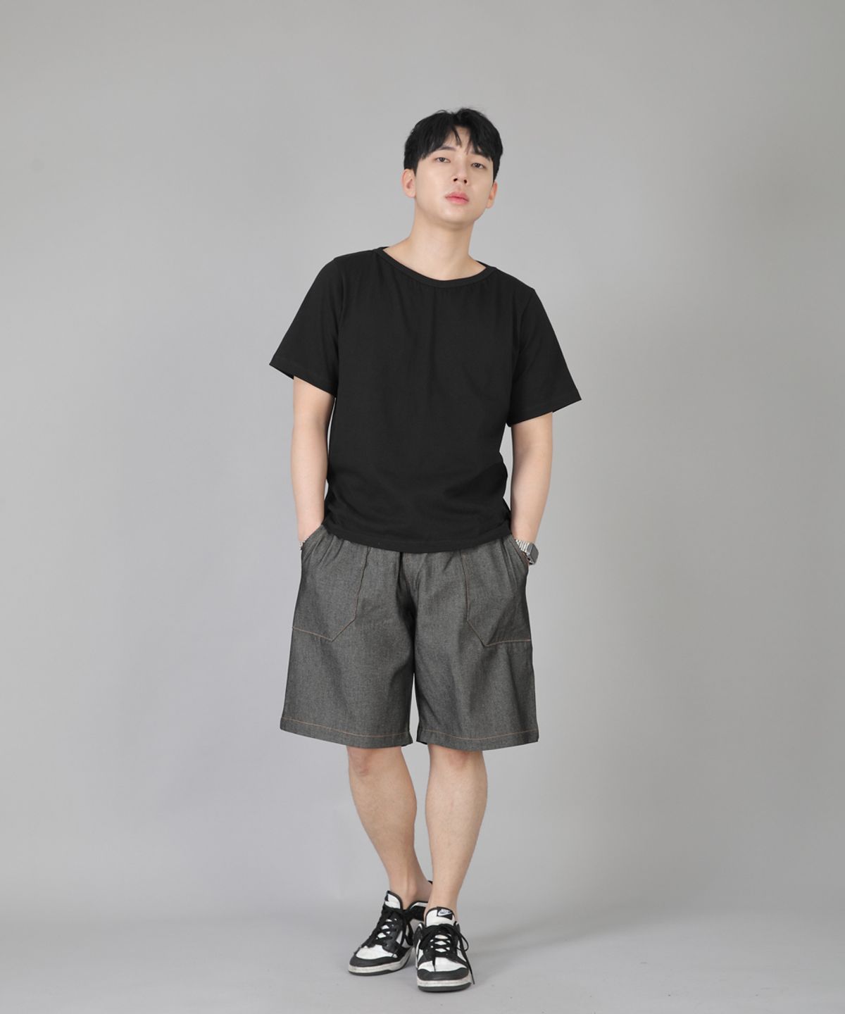 세인트크루(SAINTCREW) 퍼티그쇼츠 EFS-348 그레이블랙 데님