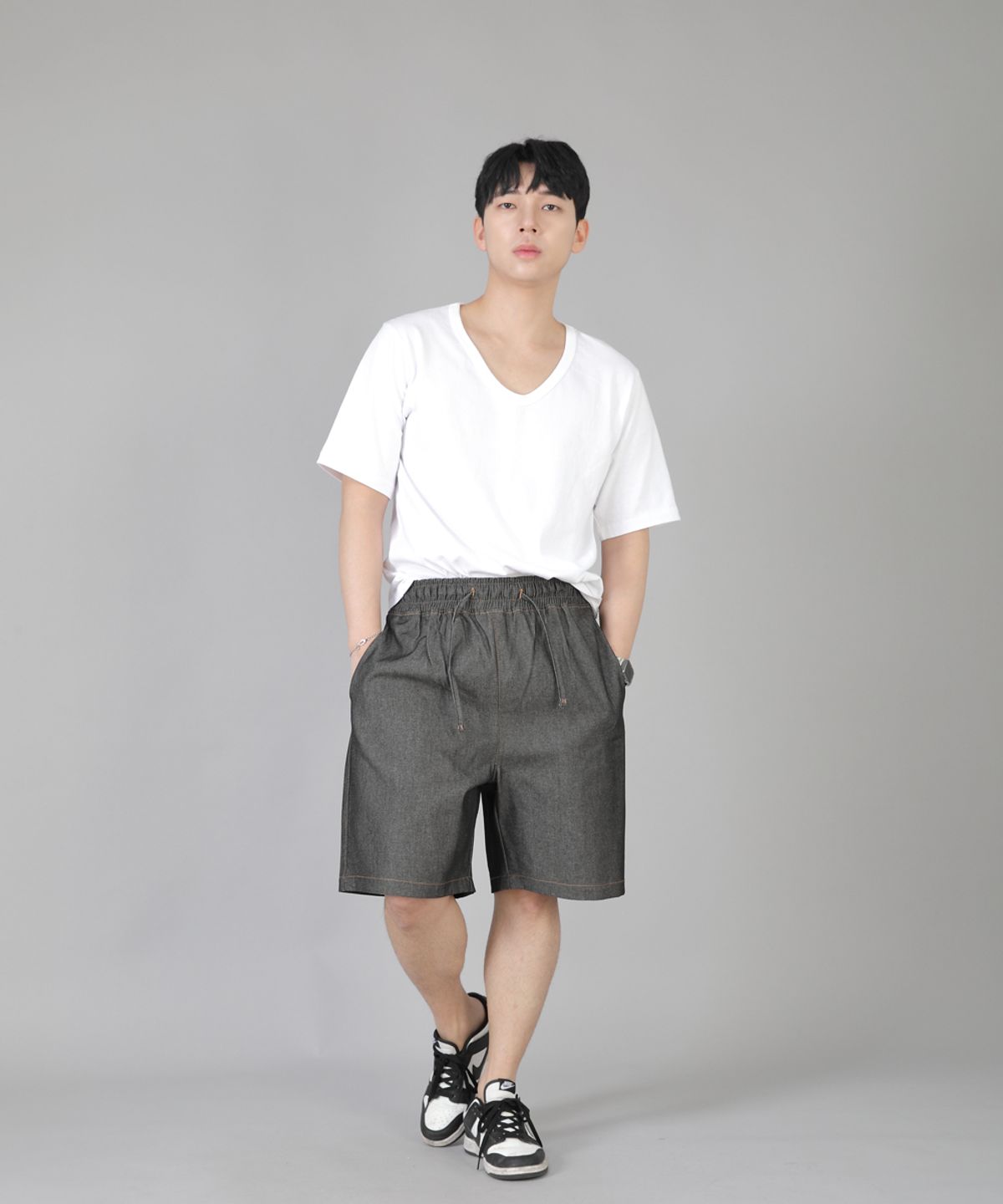 세인트크루(SAINTCREW) 립스P쇼츠 ERS-349 그레이블랙 데님